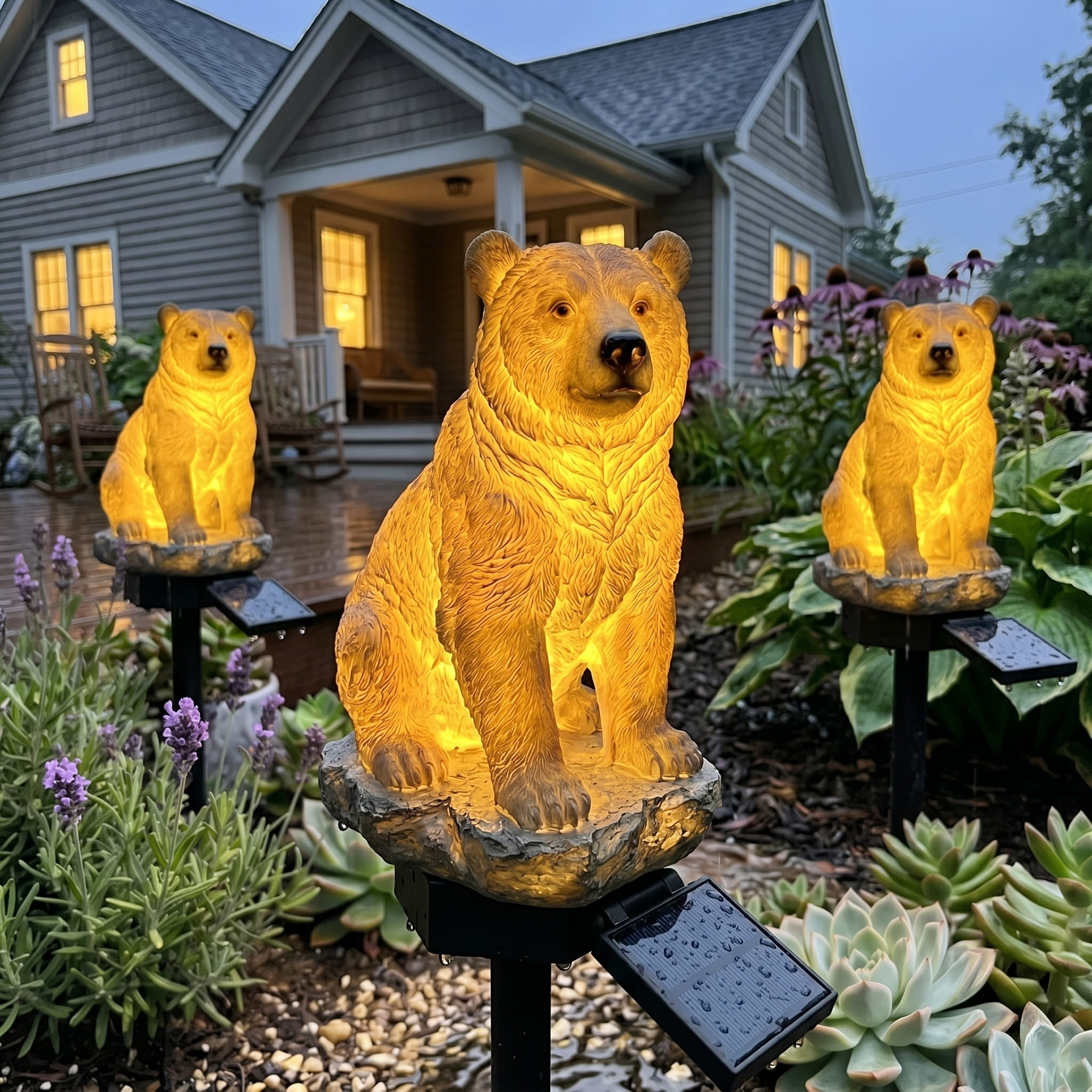 Wilderness Bear Waterproof Solar Powered Garden Landscape Stake Light