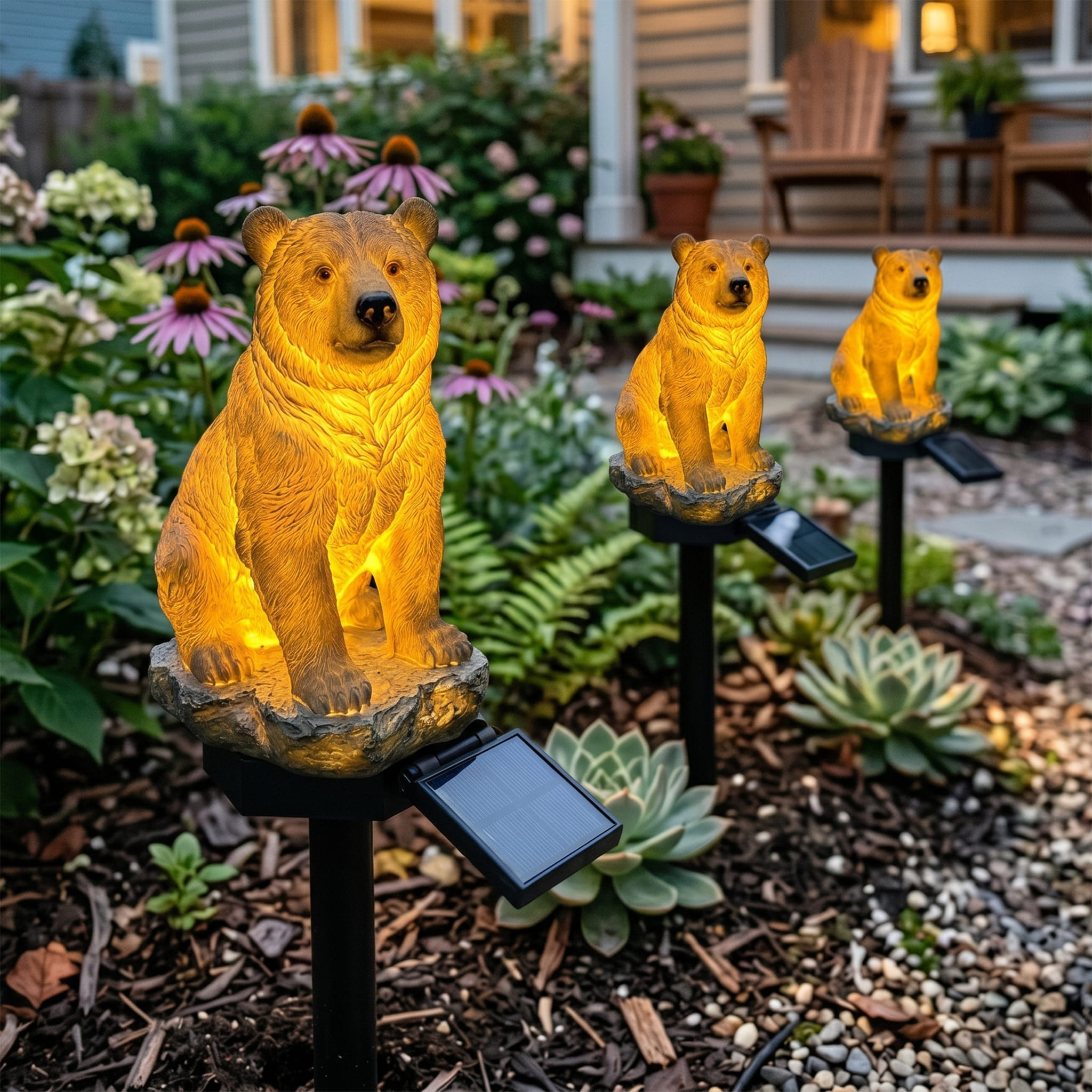 Wilderness Bear Waterproof Solar Powered Garden Landscape Stake Light
