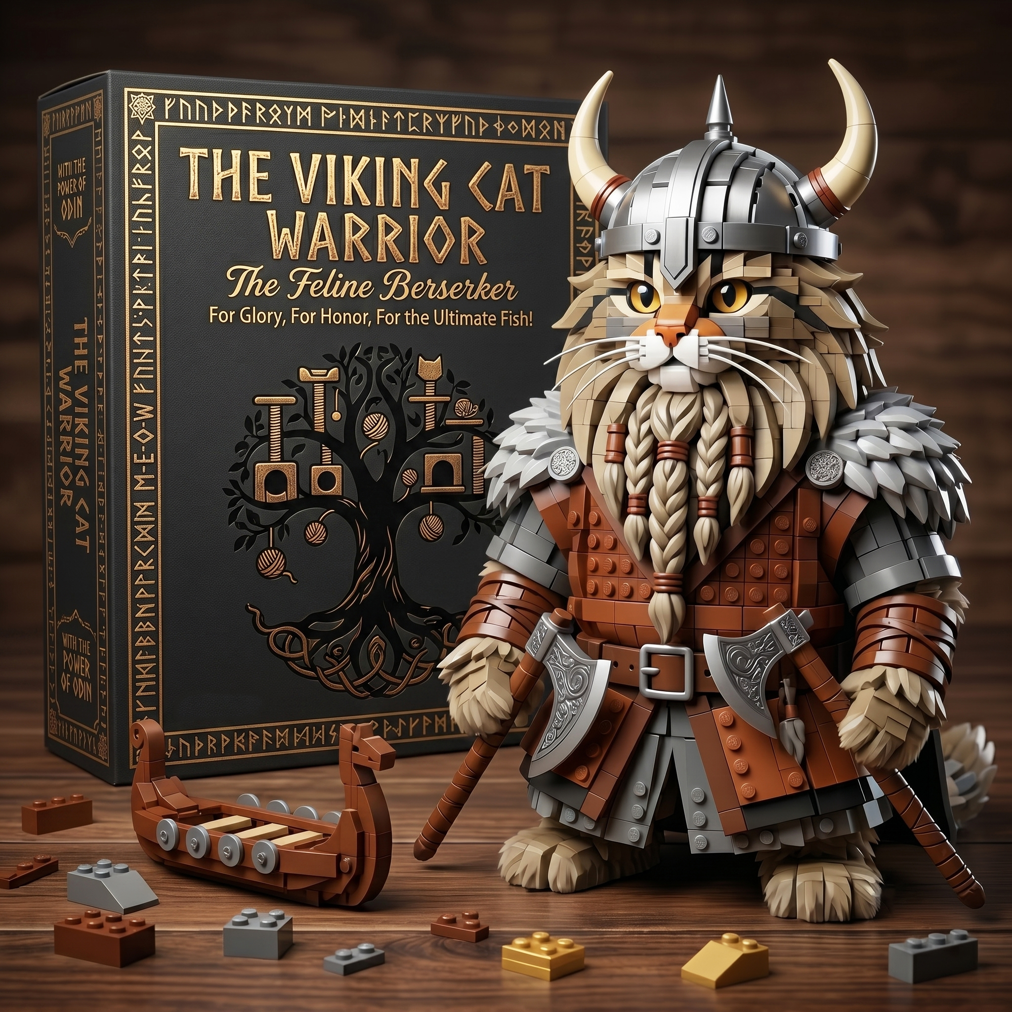 The Viking Cat Warrior Berserker Block Set