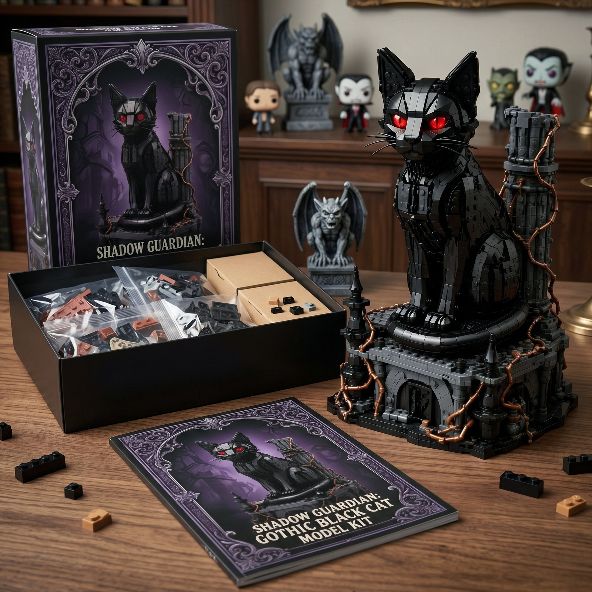 Gothic Black Cat Building Block Set