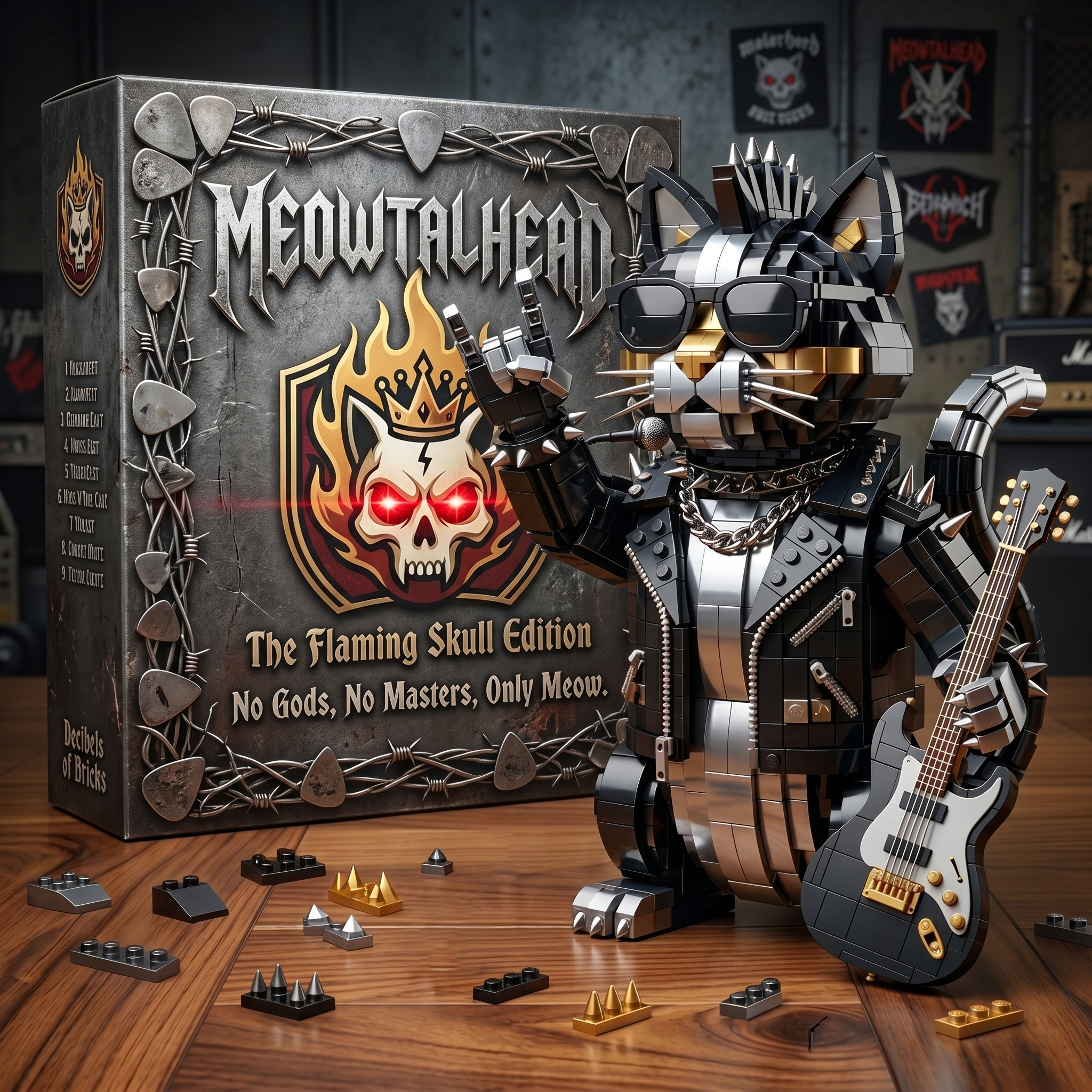 MEOWTALHEAD Rocker Cat Building Brick Set
