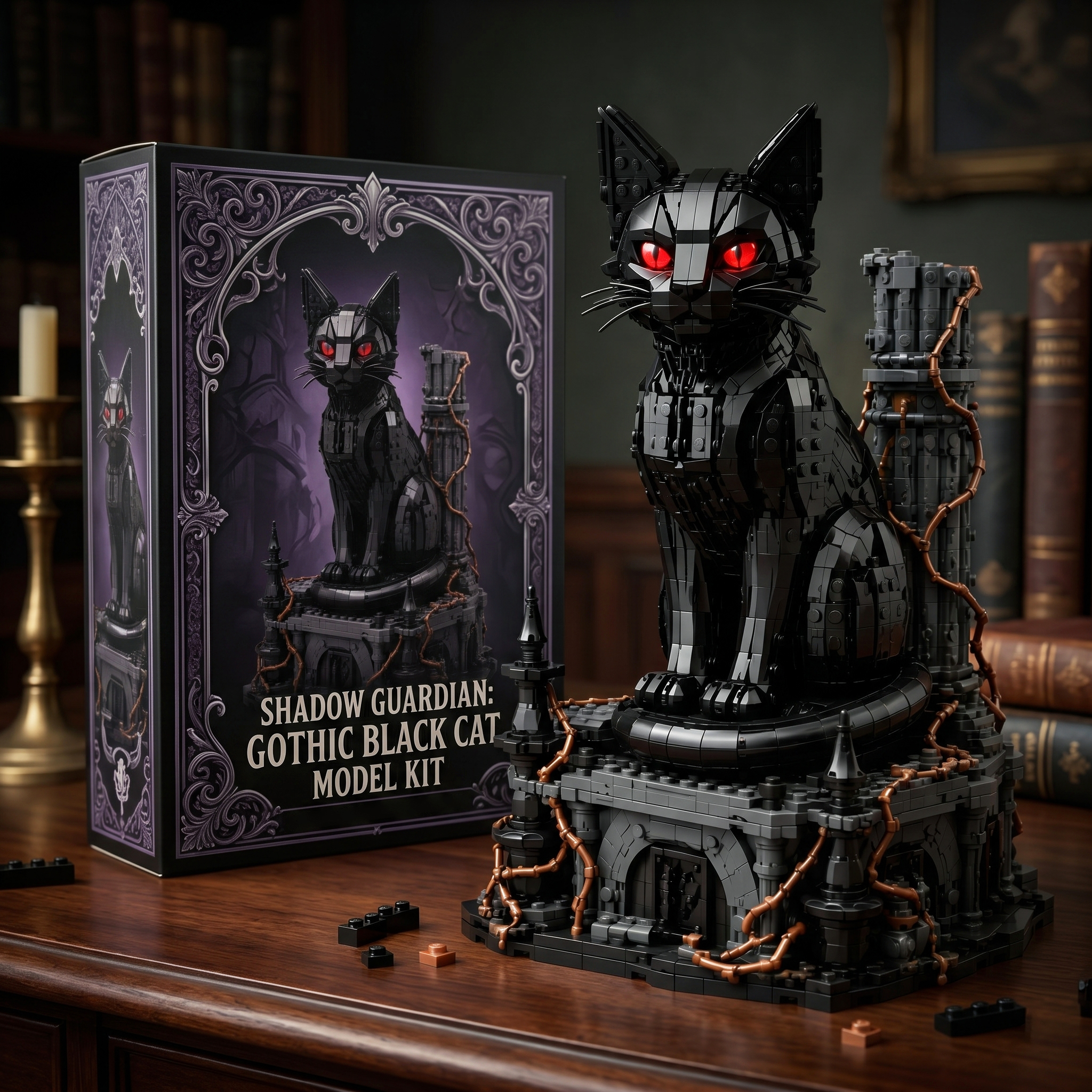Gothic Black Cat Building Block Set