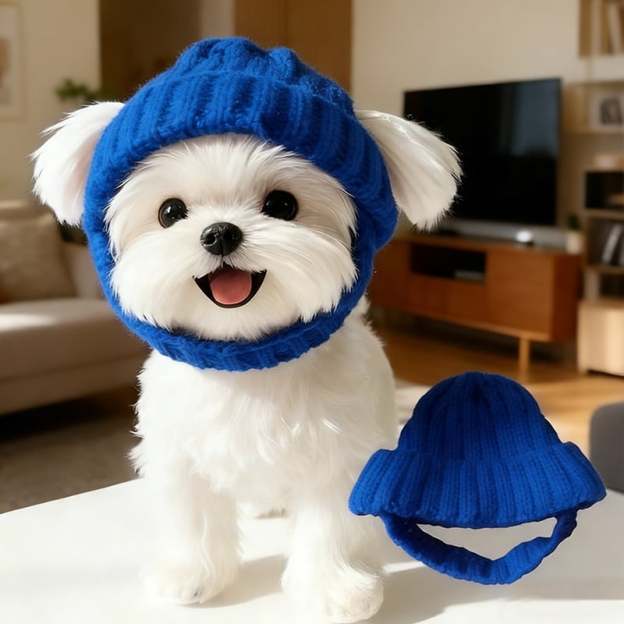 🔥LAST DAY 50% OFF - 🐾Red Wool Knit Dog Beanie with Ear Flaps – Warm Winter Hat