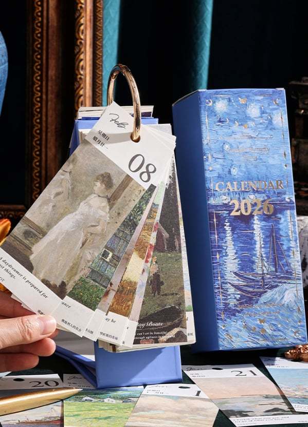 🎨 2026 Vintage European Style Oil Painting Flip Calendar