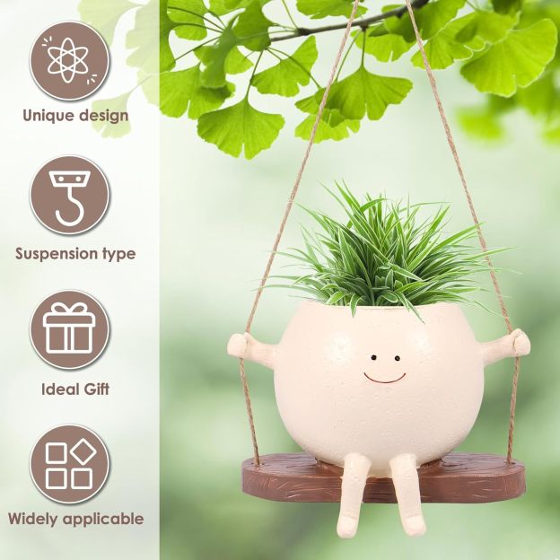 🔥Hot Sale🔥Cute Smiling Face Succulent Swing Flowerpot🌿✨
