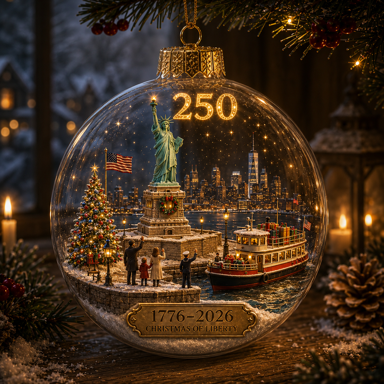 🔥 Limited-Time 70% OFF – 🇺🇸✨ America 250th Anniversary Light-Up Christmas Globe Ornament | 1776–2026 Commemorative Holiday Collection 🎄