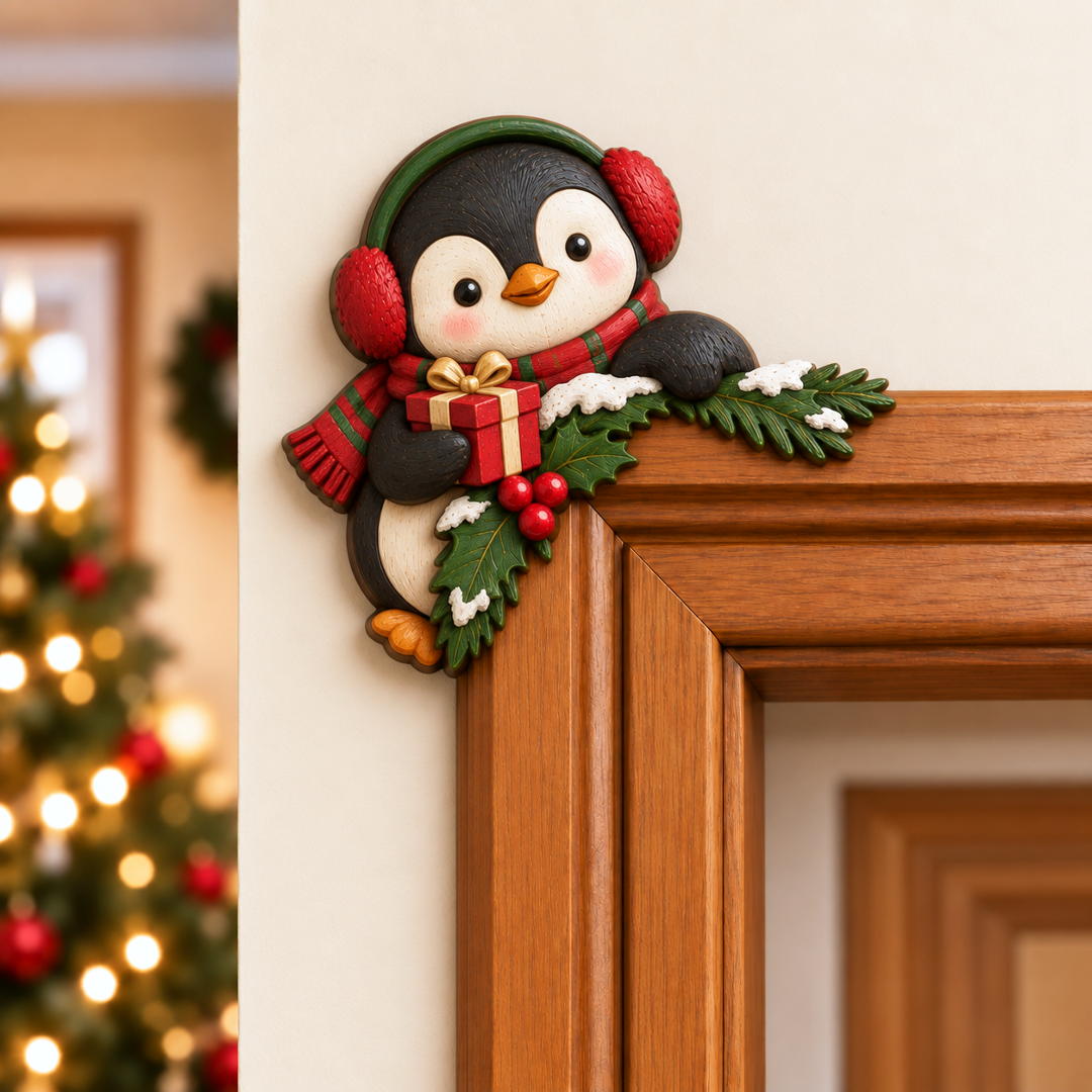 🔥Last 75pcs🎉-🎅🚪Christmas Peekaboo Door Frame Corner Decor – A Little Holiday Surprise Around Every Corner