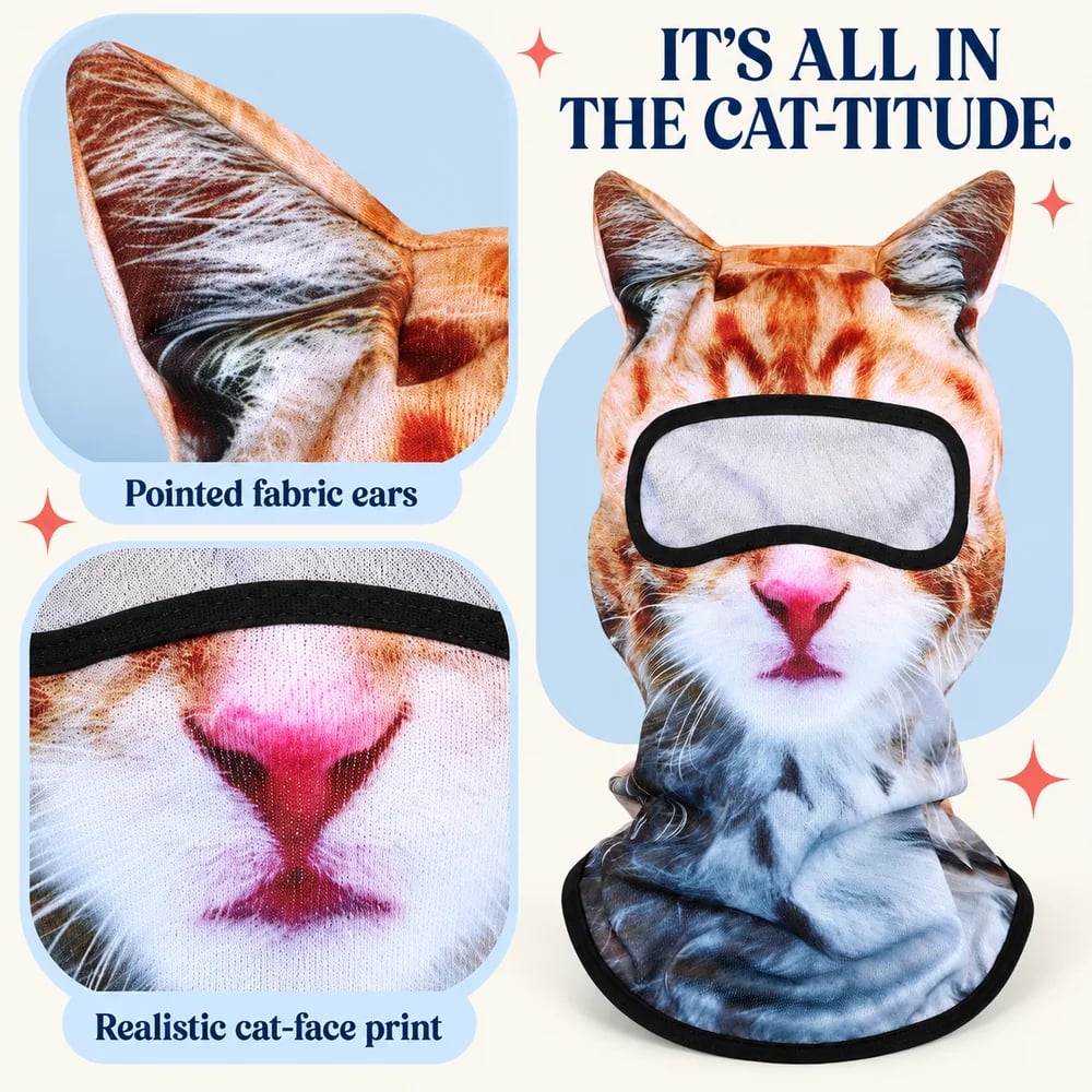 🔥 Limited Time 70% OFF – 🔥🐱3D Cat Ski Balaclava Face Mask with Ears Animal Mask