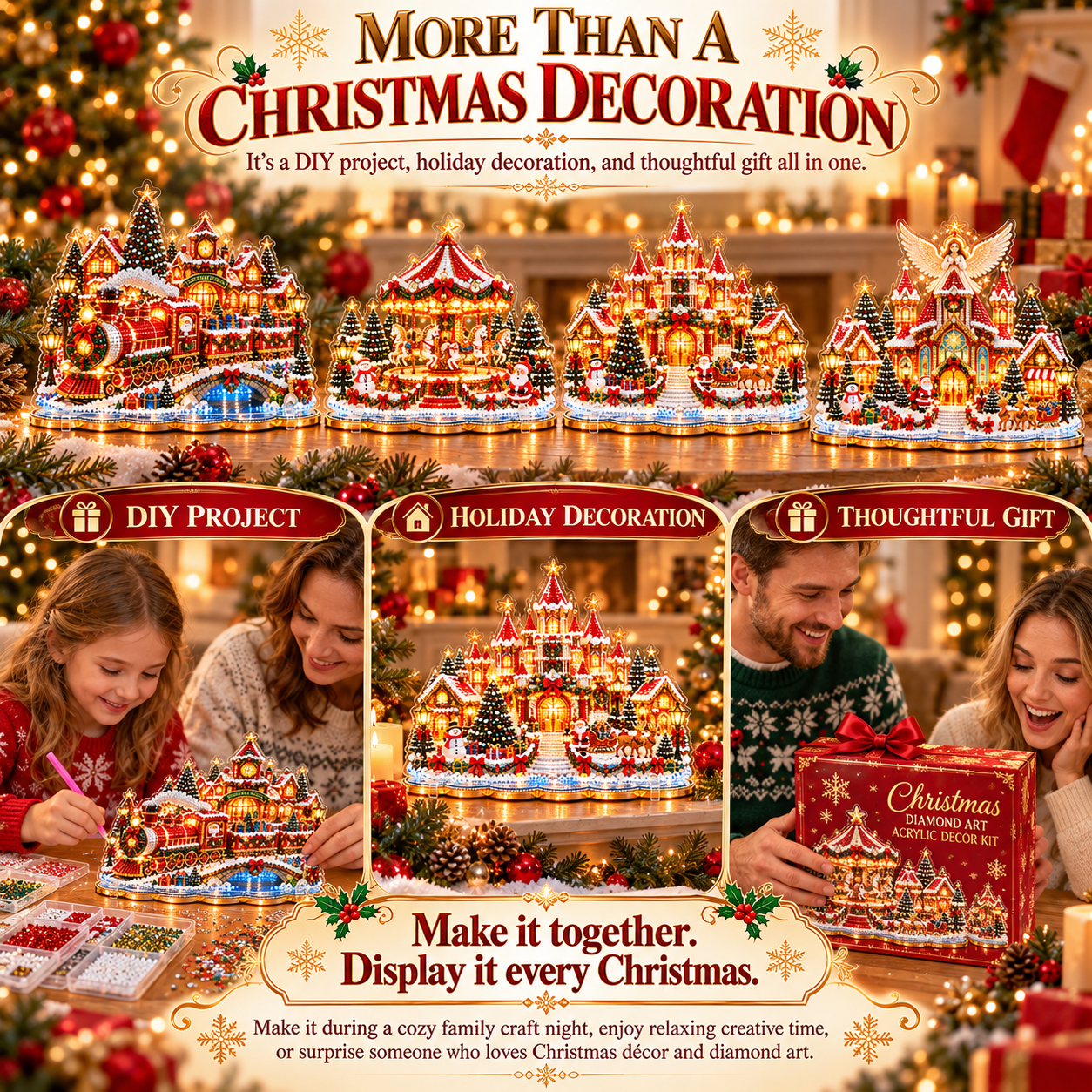 Diamond Art Christmas Scene Gift And Family Craft