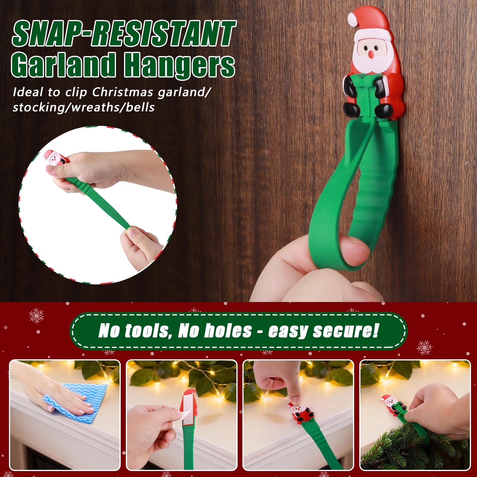 🔥Last 75pcs🎉-🎄🎅 Santa Claus Adhesive Hooks (12-Pack) — no drills, no nails, just peel, stick, and hang