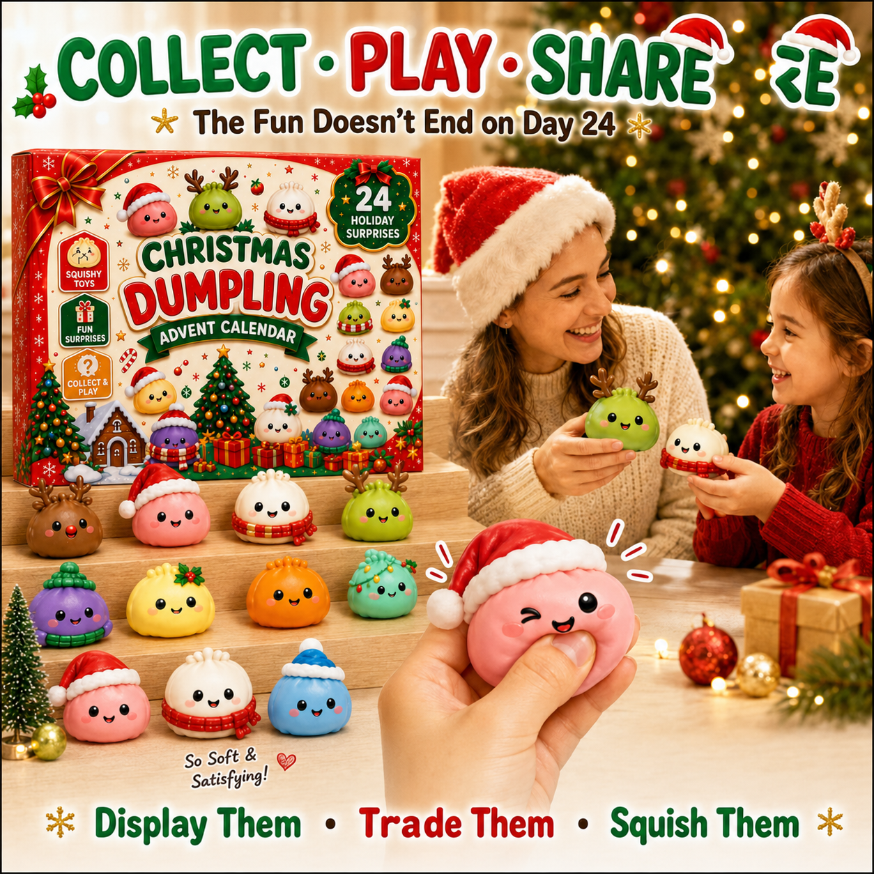 🔥Limited time 70% OFF -🎄🎁24 Days of Squishy Christmas Surprises – Open, Squish & Collect Every Day