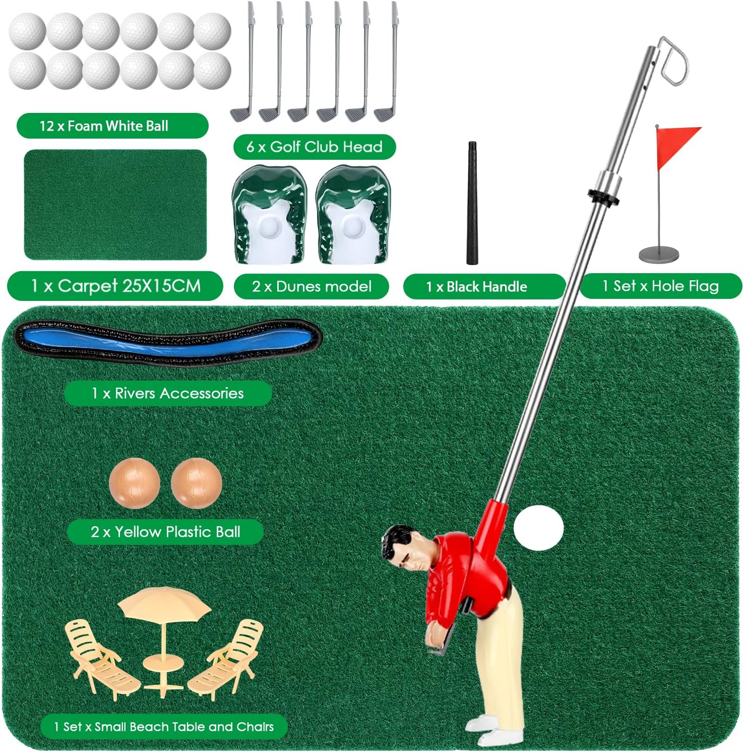 🔥LAST DAY 49% OFF🏌️‍♂️⛳Mini Golf Games - Funny Golfer Gifts for Kids, Unique Mini Golfer On A Stick😂