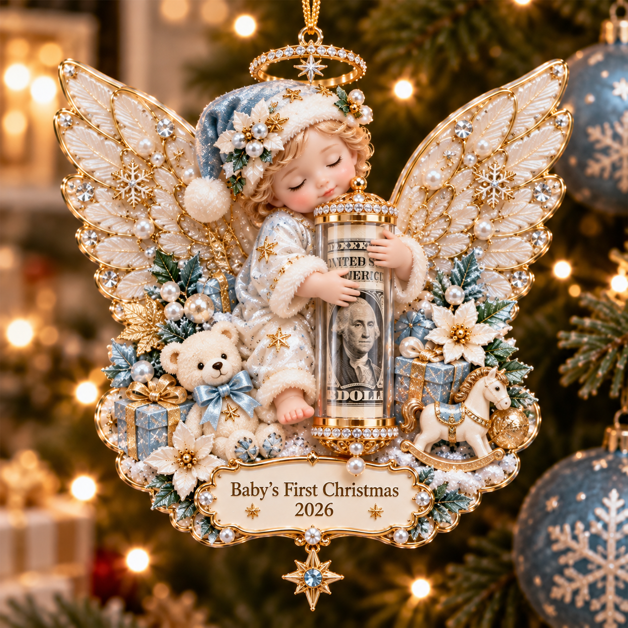 🔥Last 40pcs🎉-👼🎄 Christmas Angel Cash Holder Ornament