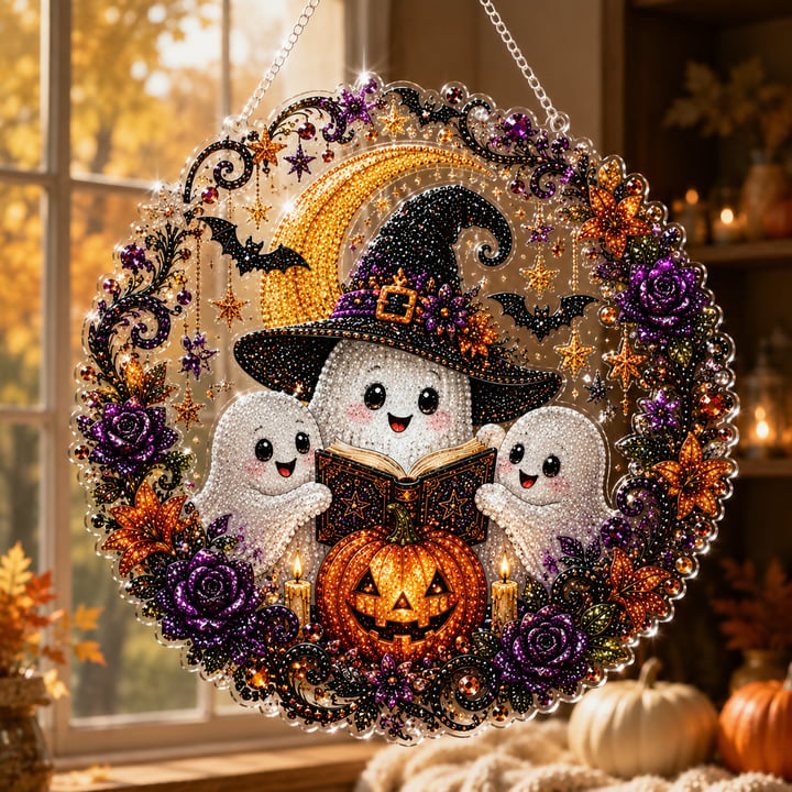 🔥Last Day 70% OFF-🎃Halloween Black Cat Moon Diamond Art Hanging Ornament Kit