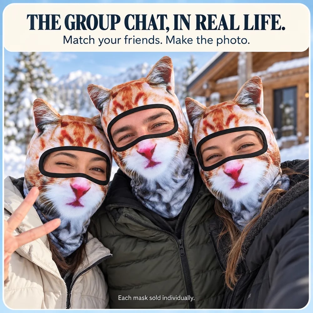 🔥 Limited Time 70% OFF – 🔥🐱3D Cat Ski Balaclava Face Mask with Ears Animal Mask