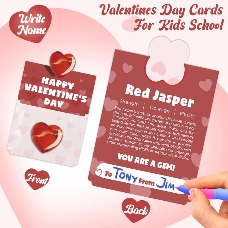 🔥 New Year Hot Sale 49% OFF💖💎 Valentine's Day Gem Gifts for Kids & Adults – 24 Pack Prefilled Cards with Heart-Shaped Gemstones💕💎
