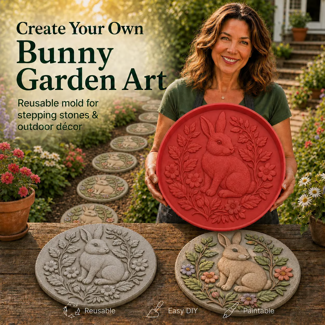 🔥Limited time 70% OFF -🌸🐦 Hummingbird Garden Art Stepping Stone Mold – Create Your Own Colorful Outdoor Décor