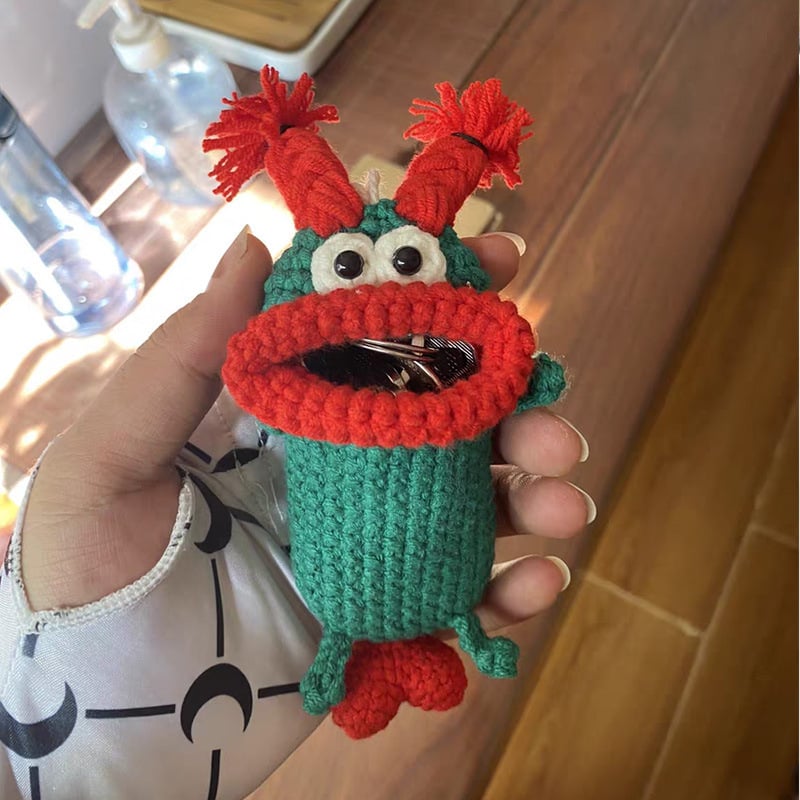 🔥 New Year Hot Sale 49% OFF💋🌭 Hand-Crocheted Sausage Lip Car Key Case — Cute. Weird. Totally Unforgettable.🚗🎁