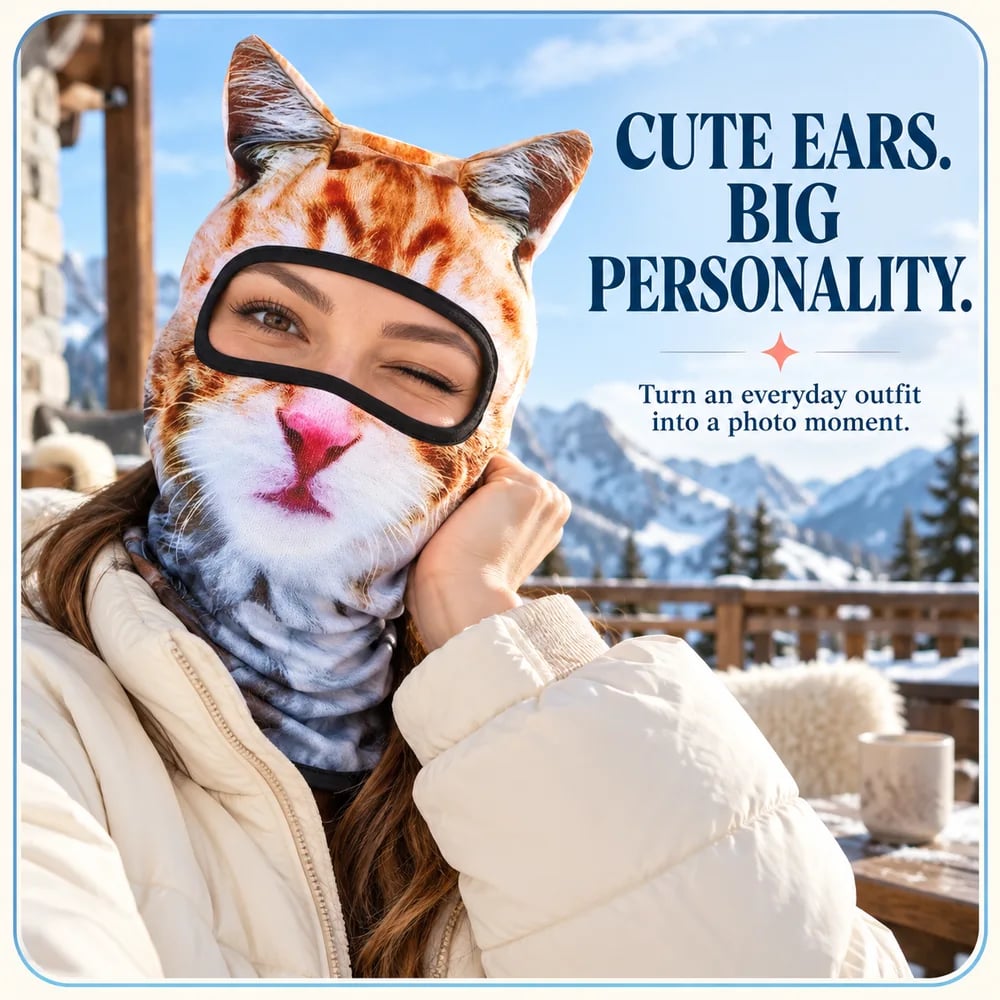 🔥 Limited Time 70% OFF – 🔥🐱3D Cat Ski Balaclava Face Mask with Ears Animal Mask