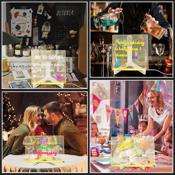 🎄Christmas Sale 49% Off 🌈🖌 Acrylic LED Message Board - For Vibrant, Endless Expression!🎁