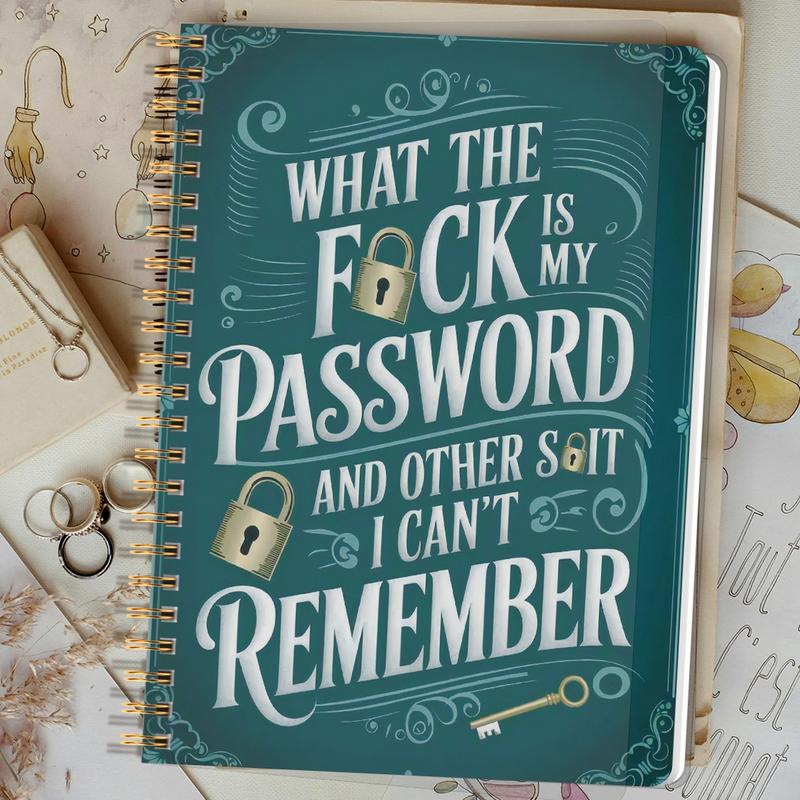 🎄Christmas Sale 49% Off📅Funny Password Notebook - Spiral Bound with Lock Icons & Funny Security Phrases✍️