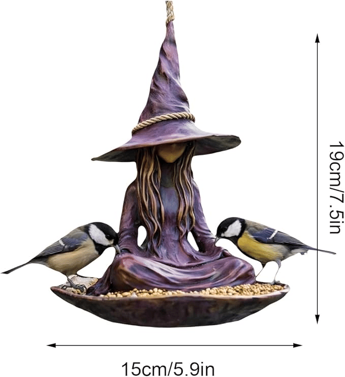 🔥Last Day 49% OFF - 🧙‍♀️🐦Meditating Witch Garden Bird Feeder— Decorative Resin Garden Feeder for Backyard, Patio & Balcony🌿