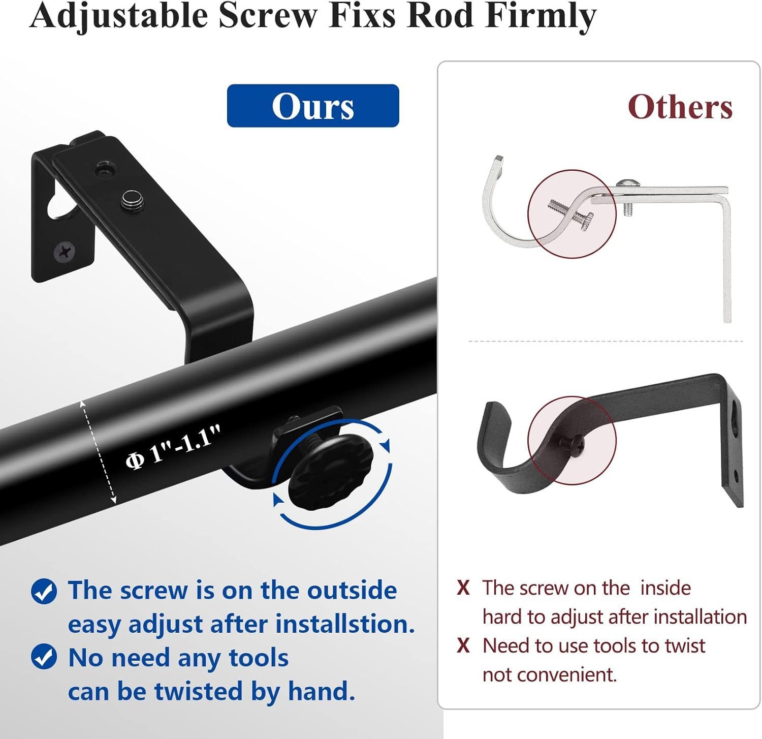 🔥2026 Spring Special Offer: 49% Off - ⚡No Drill Curtain Rod Bracket Attachment over Blinds Curtains🏠