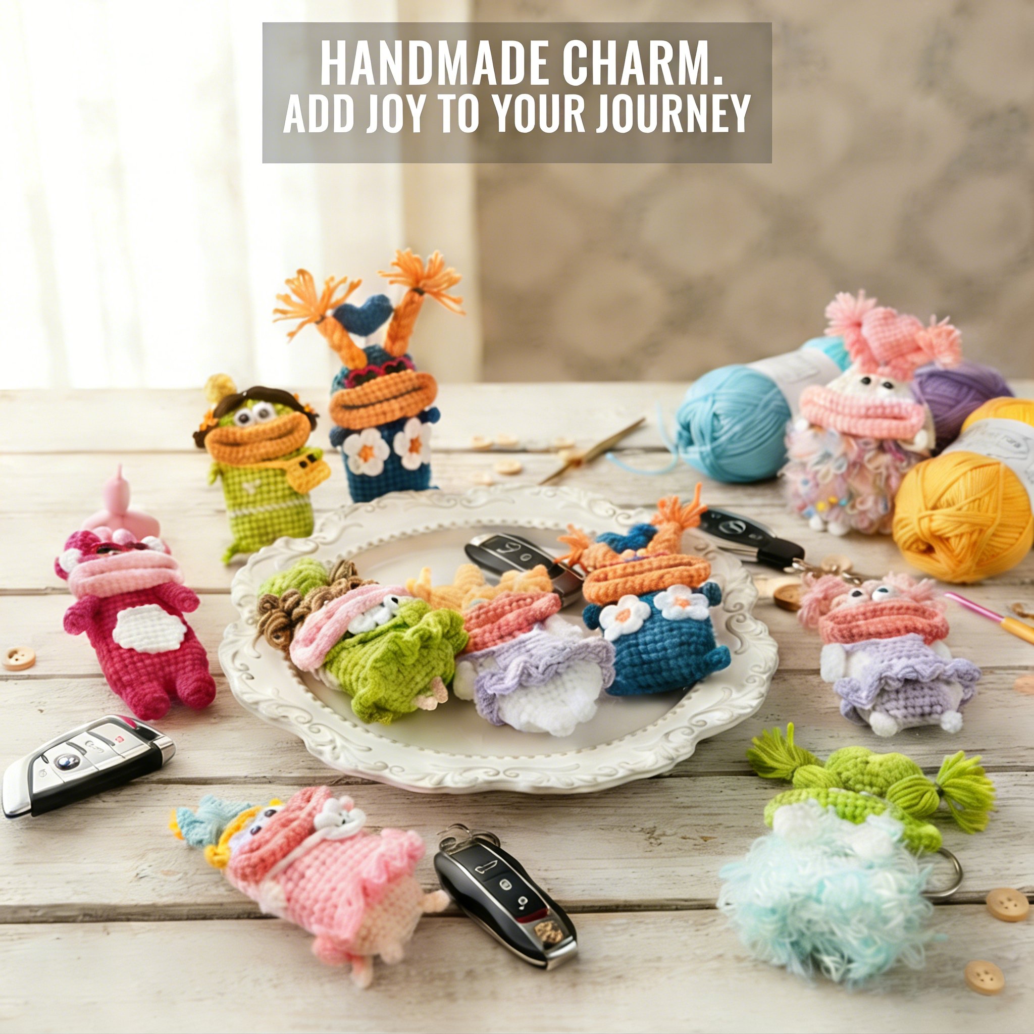 🔥 New Year Hot Sale 49% OFF💋🌭 Hand-Crocheted Sausage Lip Car Key Case — Cute. Weird. Totally Unforgettable.🚗🎁