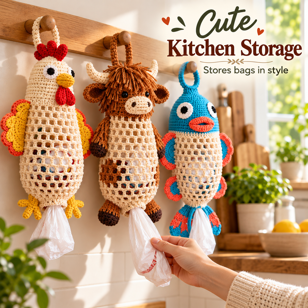 🔥Last 40pcs🎉-✨Crochet Animal Bag Holder DIY Kit Cute 