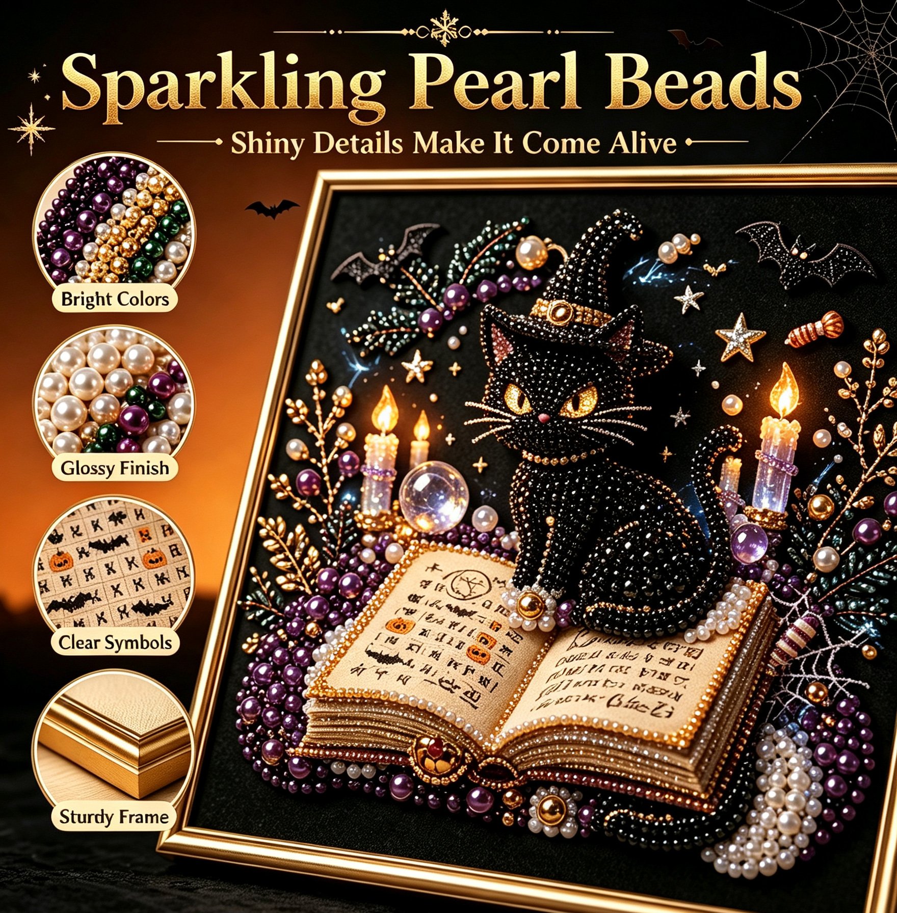 🔥Limited time 70% OFF -🖤 Premium 3D Pearl Dark Gothic Diamond Painting Art Kit | Luxury Flocked Canvas with Scratch-Resistant Non-Fading Pearl Beads DIY Dark Academia Decor 💀🕯️✨