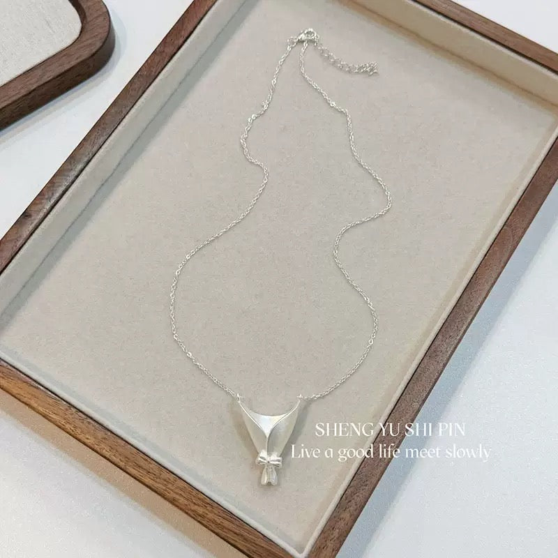 Handcrafted S925 Silver Flower Holder (Brooch, Earrings, Necklace)