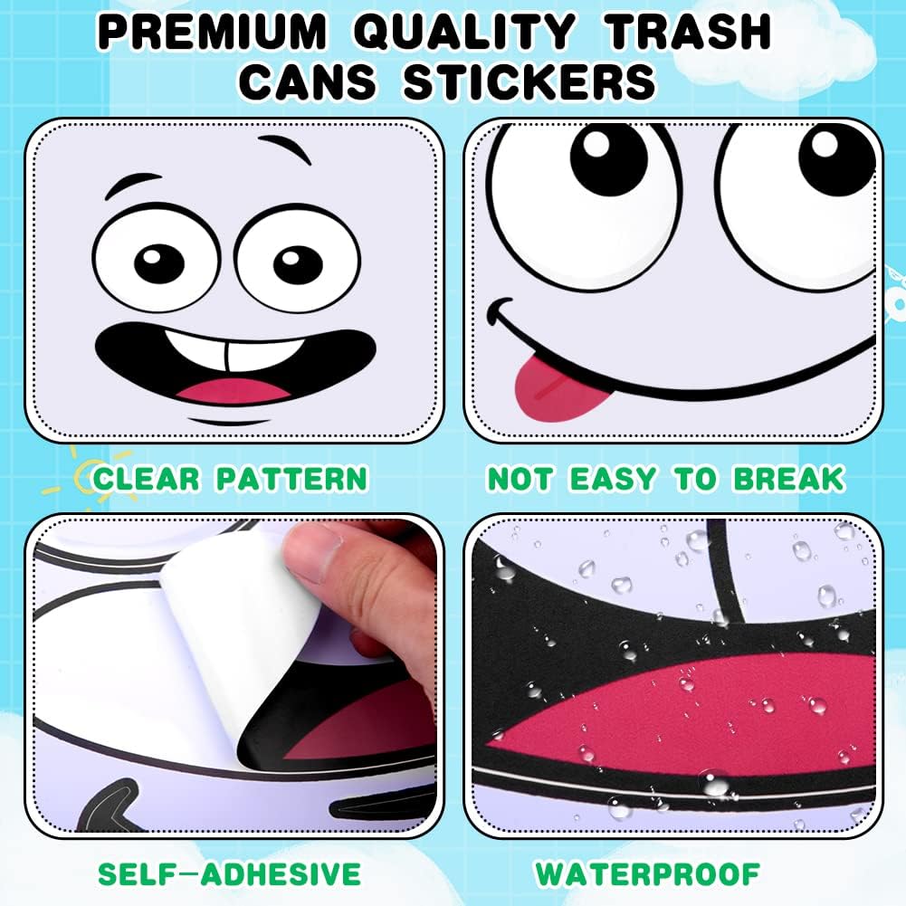 🔥 New Year Hot Sale 49% OFF ♻️😊 Eco-Friendly Trash Can Face Sticker Set — Fun Sorting · Easy Recycling · Planet Friendly 🌱🌍