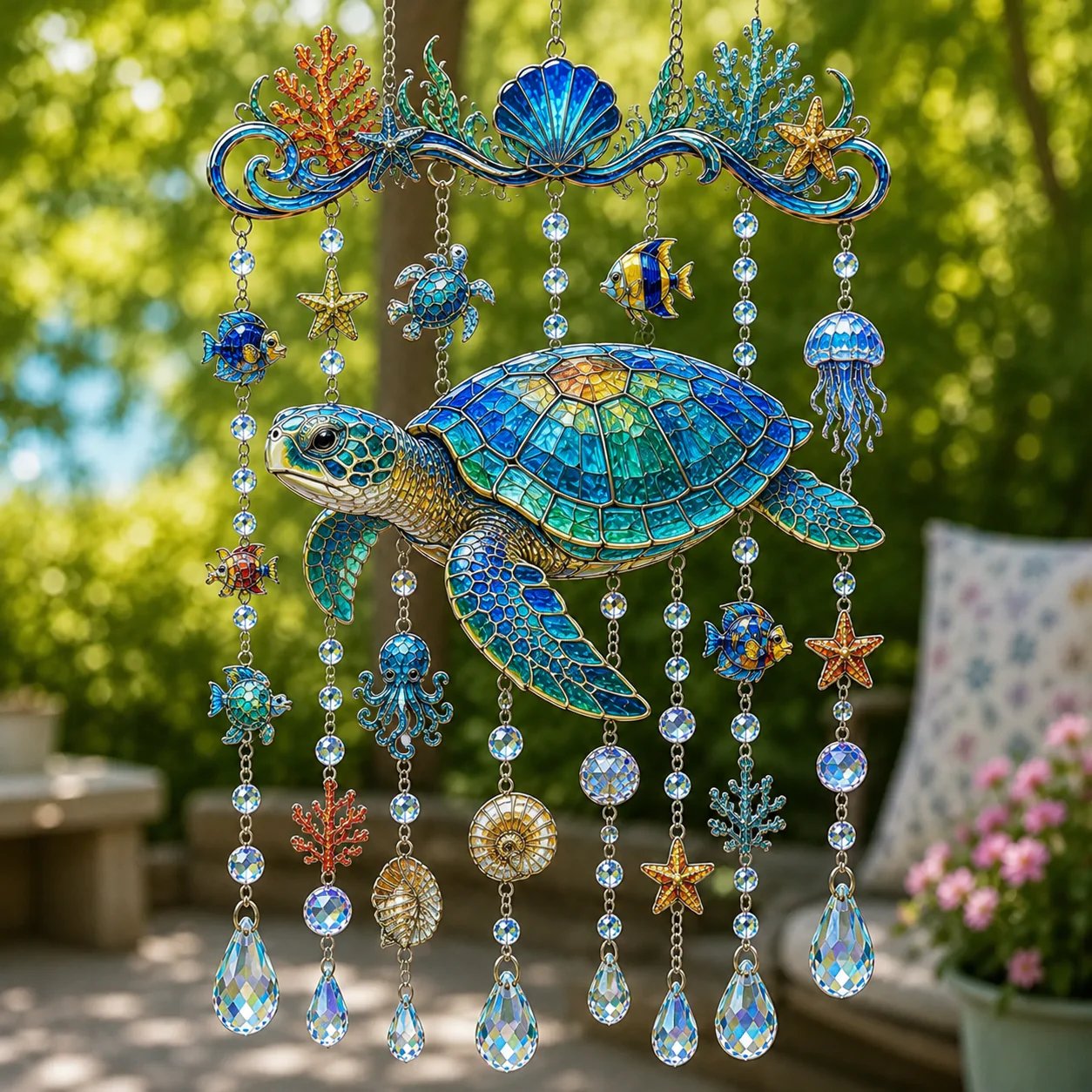 🔥Limited time 70% OFF -🐋 Ocean-Themed Crystal Wind Chime – Bring the Ocean Glow to Your Garden