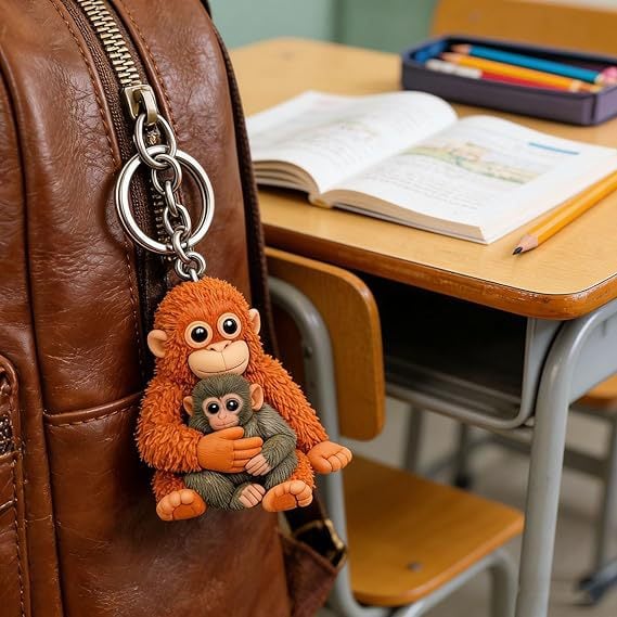 🔥LAST DAY 49% OFF🐵💕Viral Punch Monkey Hugging Monkey Keychain - Emotional Gift for Animal Lovers, Family, Friends, Loved Ones🎁