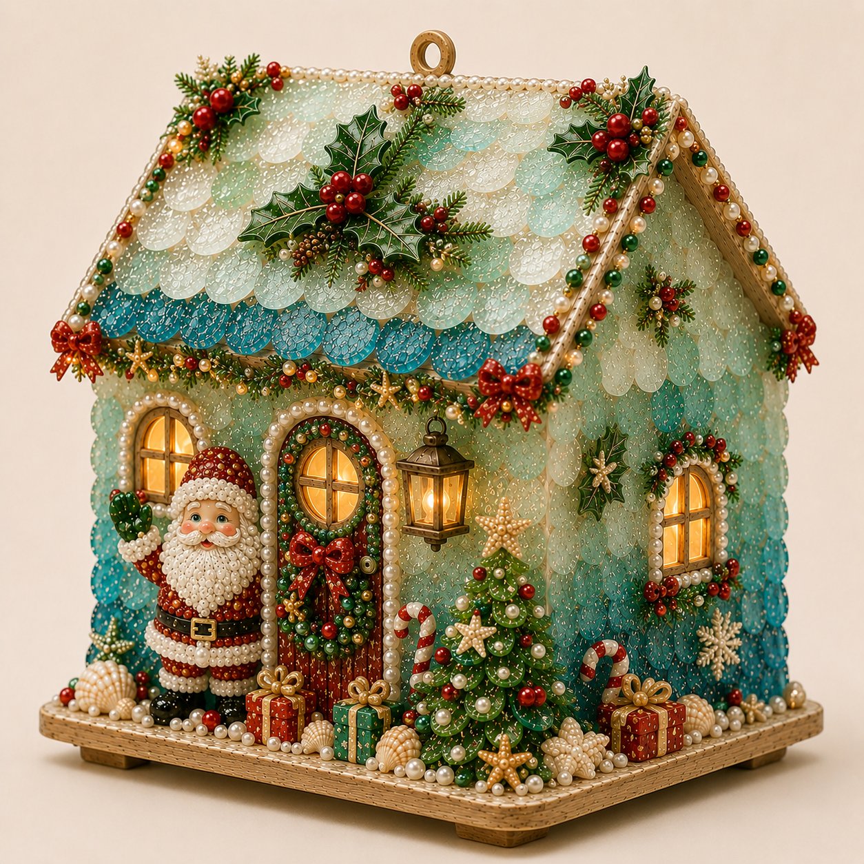 🔥Limited time 70% OFF -🎄🏡 Beginner-Friendly DIY Glowing Coastal Glass-Style Christmas Cottage Kit – A Magical Handmade Christmas Décor