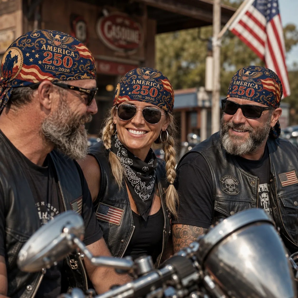 🔥LAST DAY 49% OFF - 🦅America 250 Cycling Pirate Hat / Biker Headwrap🏍️💨