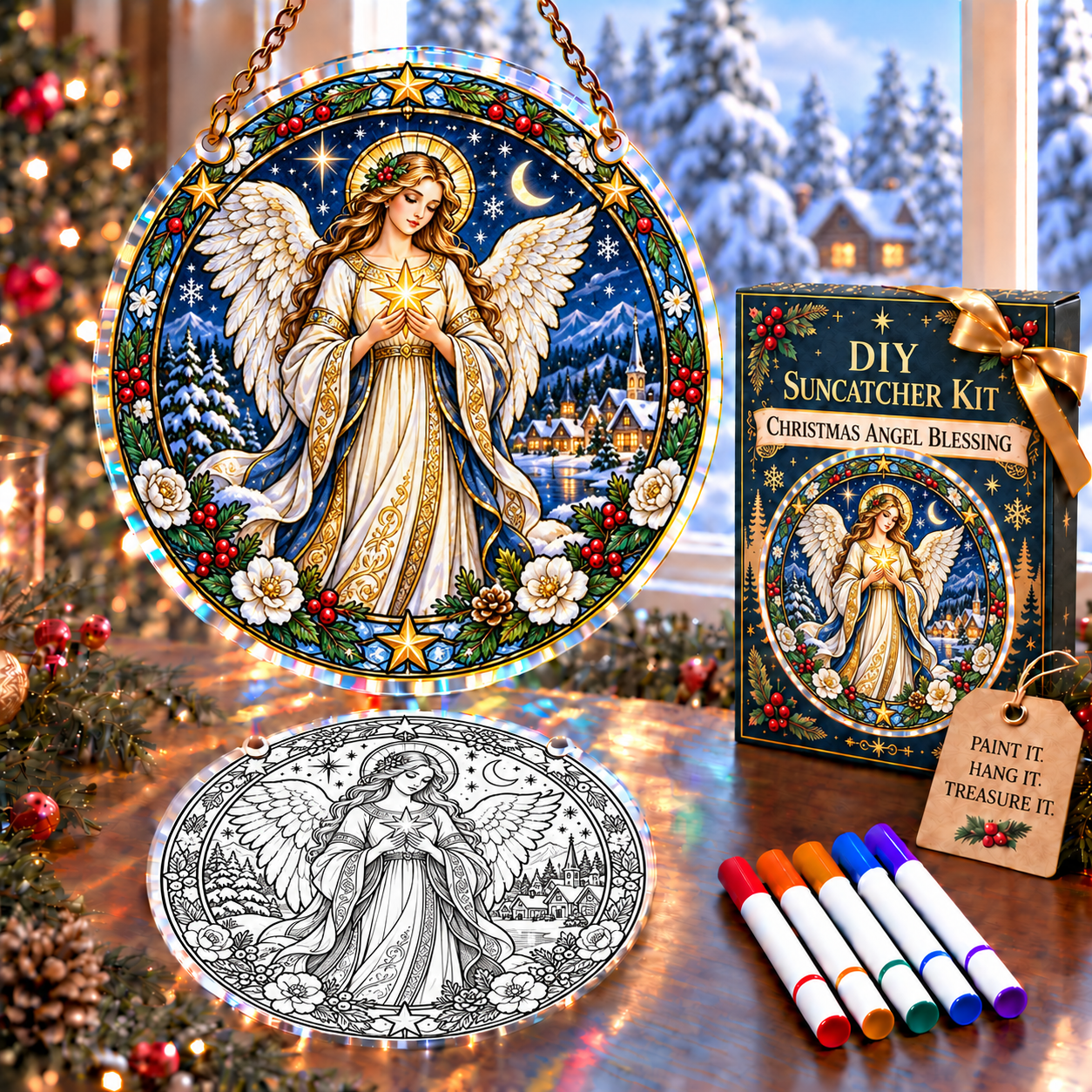 🔥 Limited Time 70% OFF – 🎅✨DIY Christmas Suncatcher Ornament Kit Collection – Paint, Hang & Create Holiday Magic