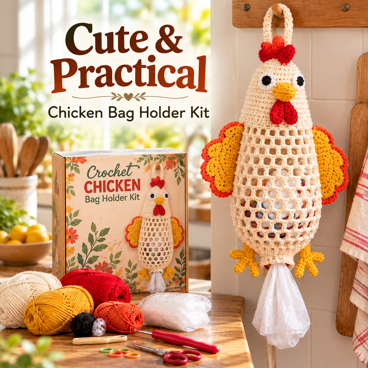 🔥Last 40pcs🎉-✨Crochet Animal Bag Holder DIY Kit Cute 