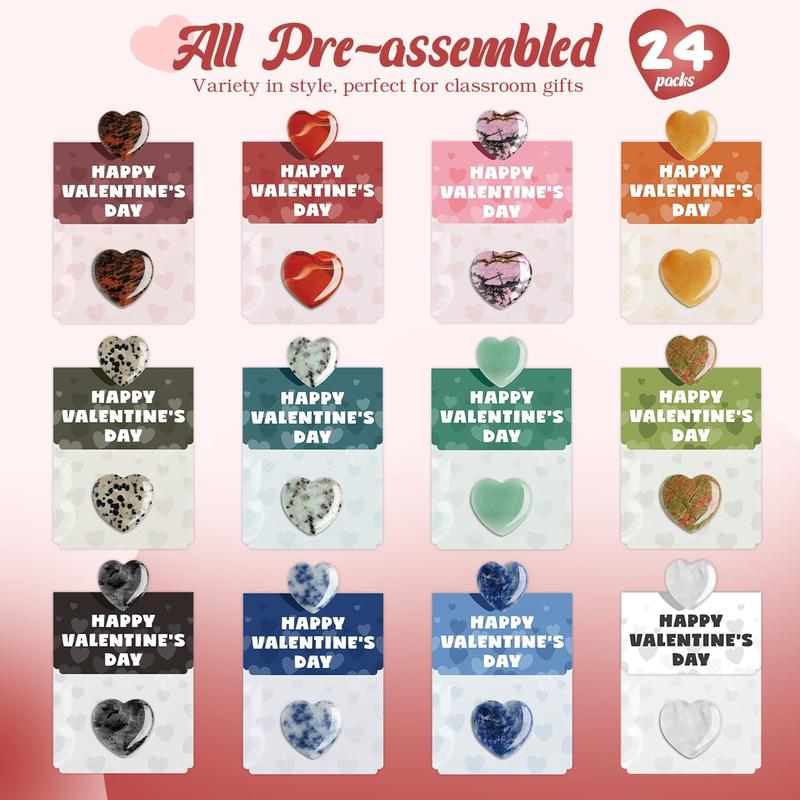 🔥 New Year Hot Sale 49% OFF💖💎 Valentine's Day Gem Gifts for Kids & Adults – 24 Pack Prefilled Cards with Heart-Shaped Gemstones💕💎
