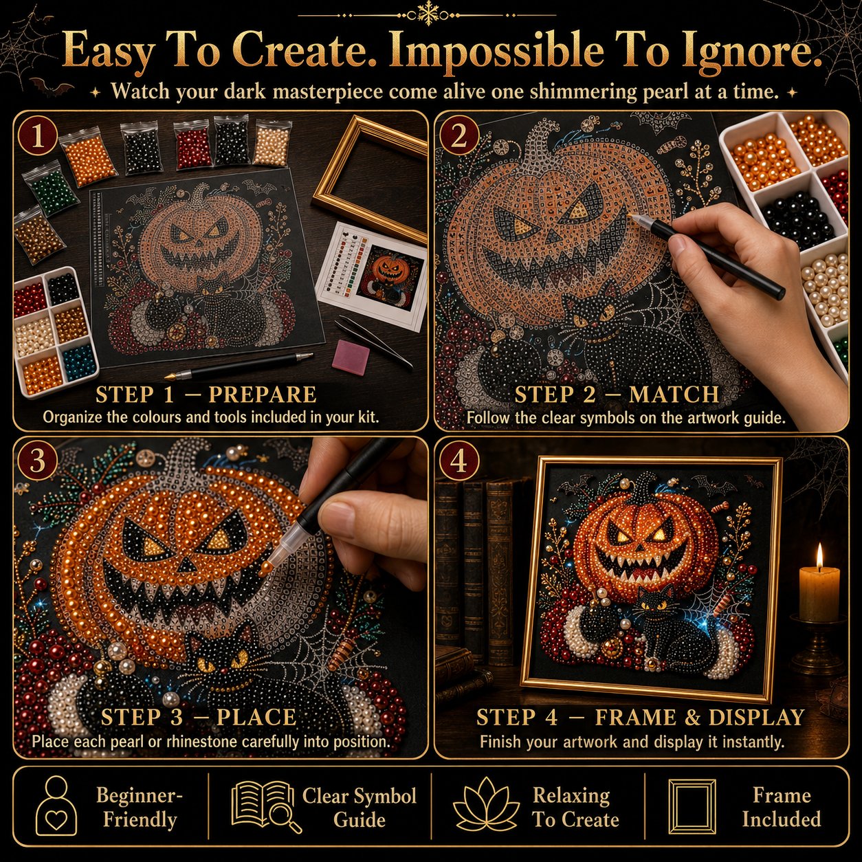 🔥Limited time 70% OFF -🖤 Premium 3D Pearl Dark Gothic Diamond Painting Art Kit | Luxury Flocked Canvas with Scratch-Resistant Non-Fading Pearl Beads DIY Dark Academia Decor 💀🕯️✨