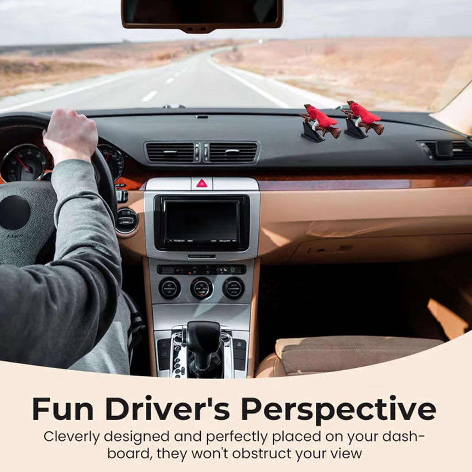 🧙‍♀️Witch and Wizard Broomstick Dashboard Drift Ornaments - Fantasy Car Decoration