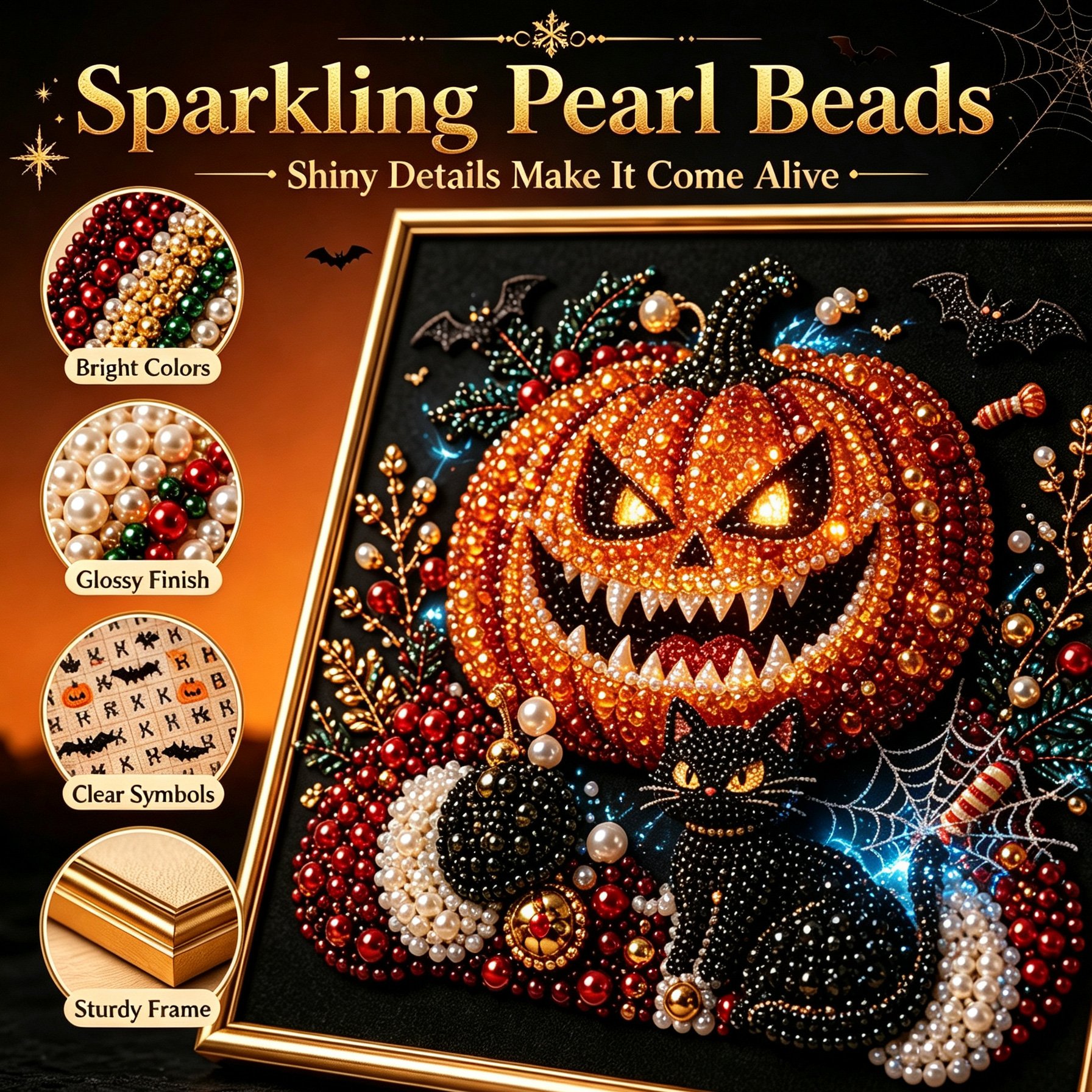 🔥Limited time 70% OFF -🖤 Premium 3D Pearl Dark Gothic Diamond Painting Art Kit | Luxury Flocked Canvas with Scratch-Resistant Non-Fading Pearl Beads DIY Dark Academia Decor 💀🕯️✨