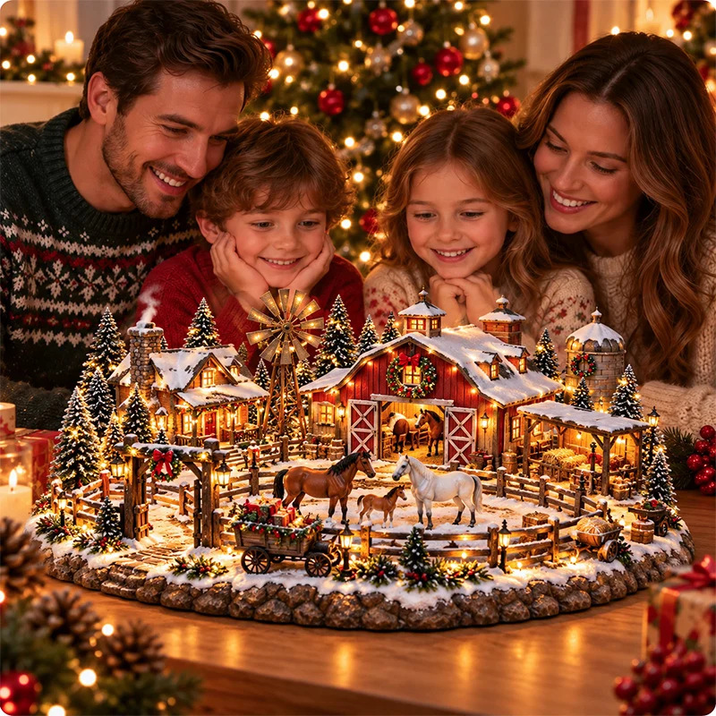 🔥 Last 40pcs 🎉- Animierte Szene mit Weihnachtszug und Eislaufbahn ✨
