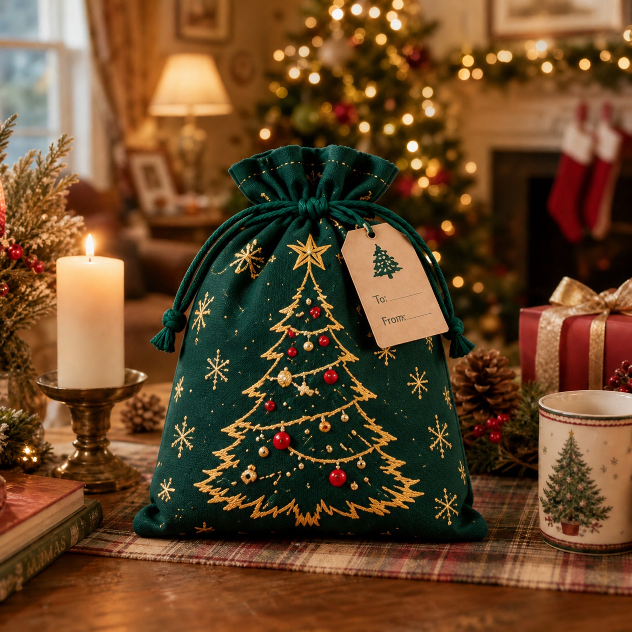 🔥Last 75pcs🎉-🎄🎁Christmas Gift Sacks 6-Pack – Reusable Linen Drawstring Gift Bags with Tags 