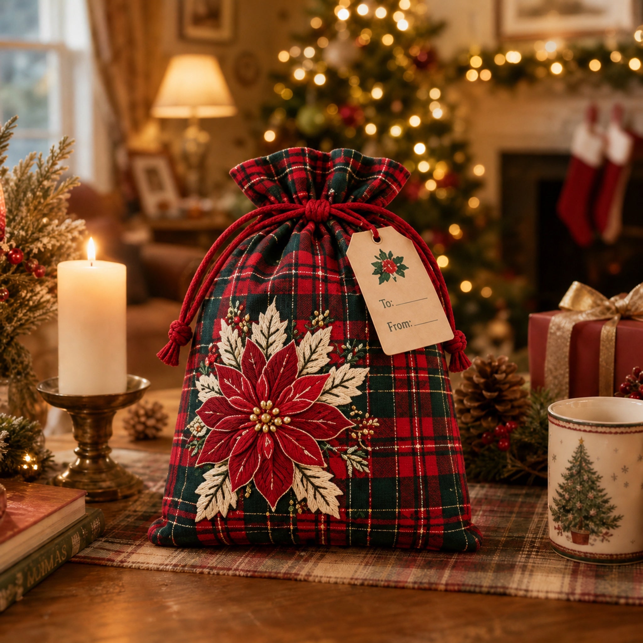 🔥Last 75pcs🎉-🎄🎁Christmas Gift Sacks 6-Pack – Reusable Linen Drawstring Gift Bags with Tags 