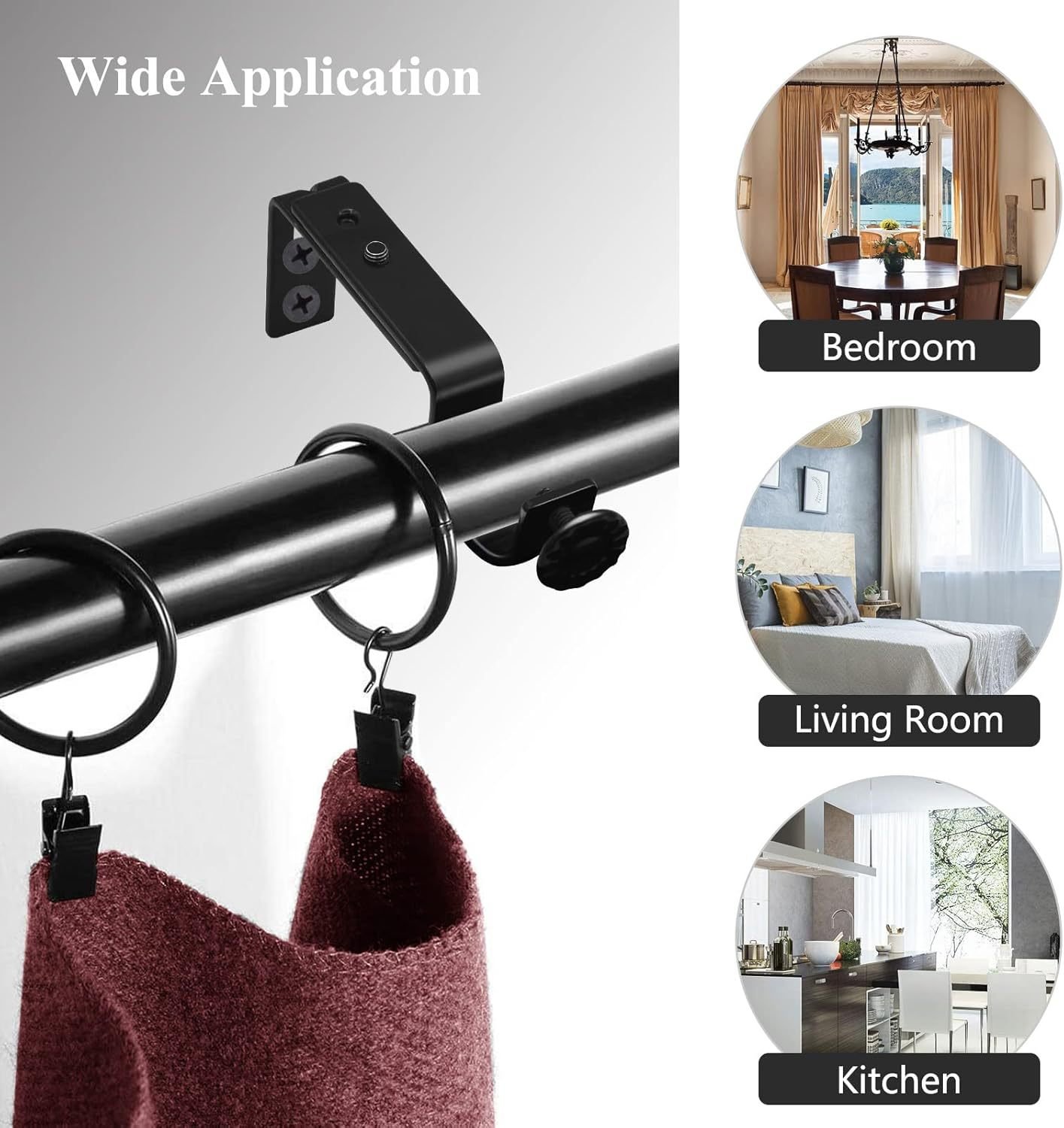 🔥2026 Spring Special Offer: 49% Off - ⚡No Drill Curtain Rod Bracket Attachment over Blinds Curtains🏠