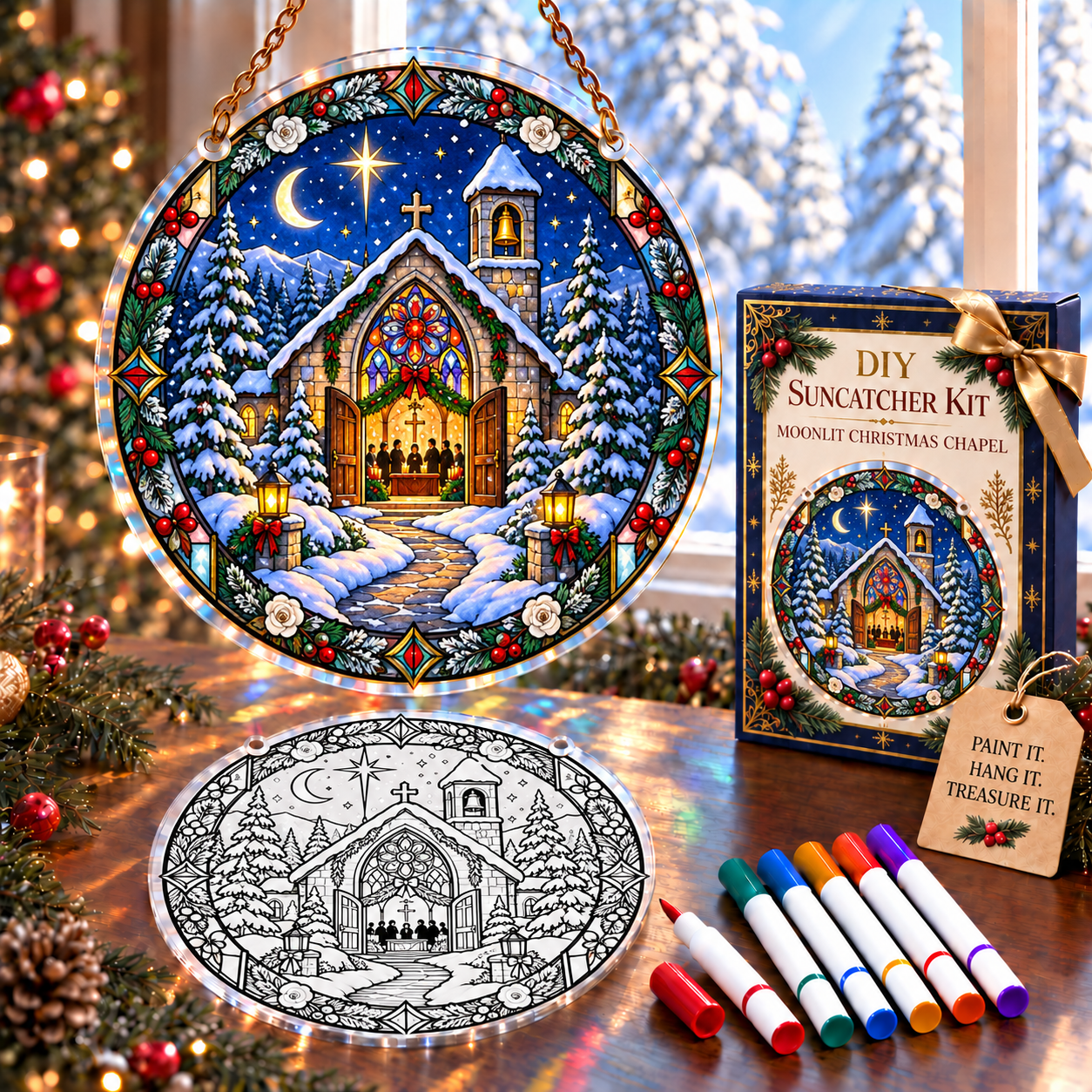 🔥 Limited Time 70% OFF – 🎅✨DIY Christmas Suncatcher Ornament Kit Collection – Paint, Hang & Create Holiday Magic