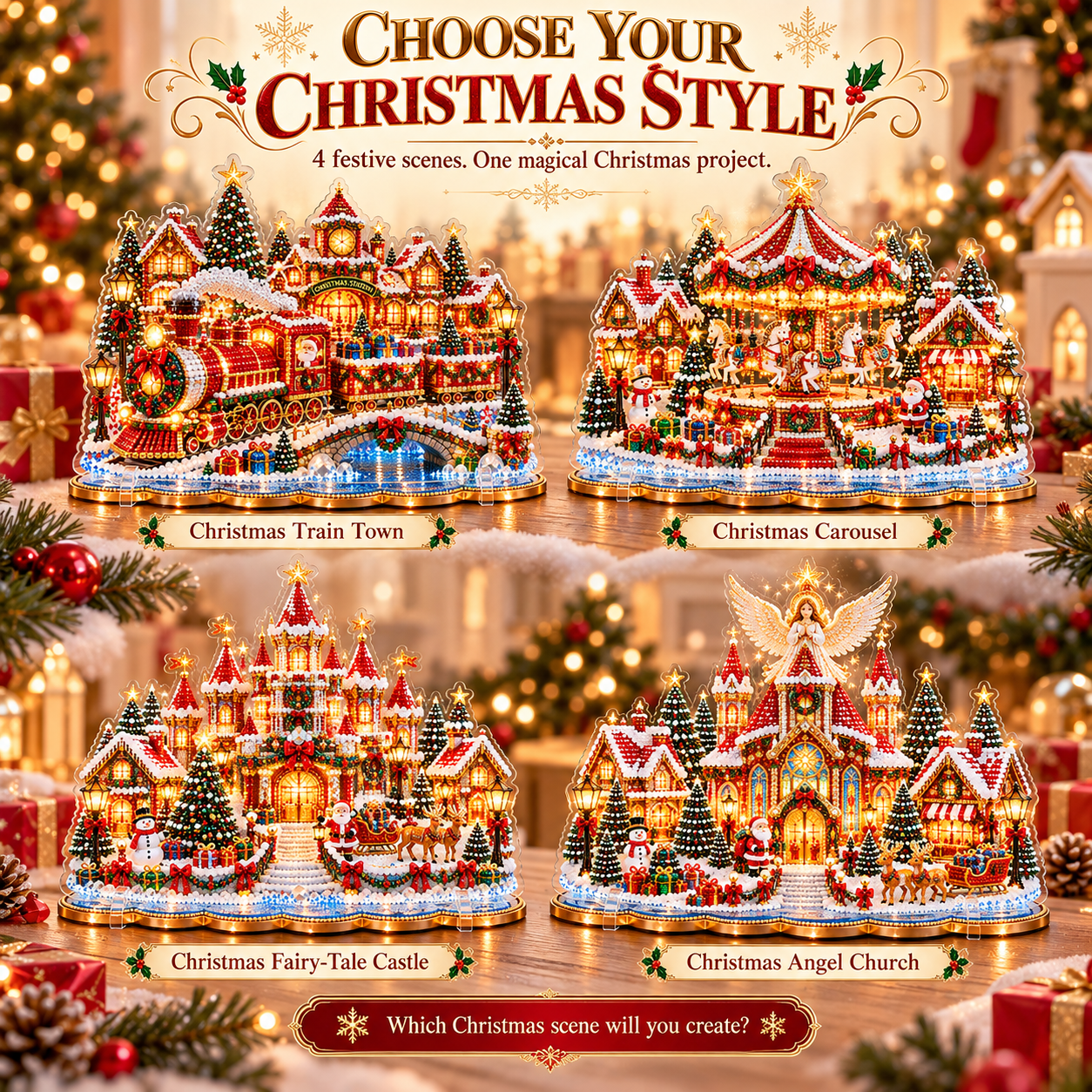 Four Diamond Art Christmas Scene Styles