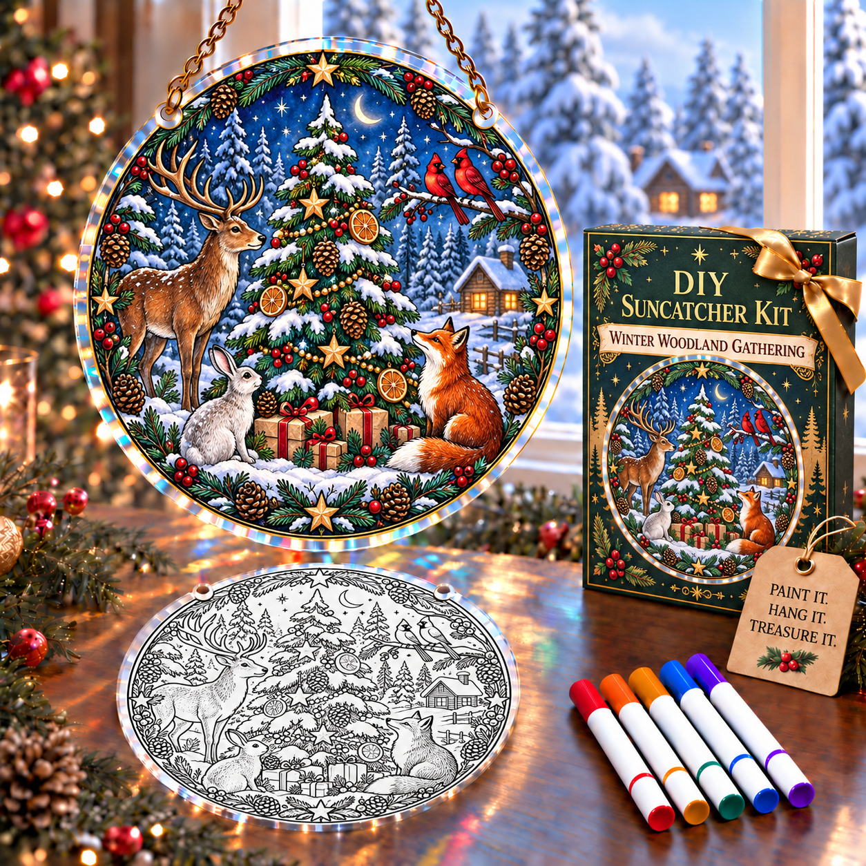 🔥 Limited Time 70% OFF – 🎅✨DIY Christmas Suncatcher Ornament Kit Collection – Paint, Hang & Create Holiday Magic