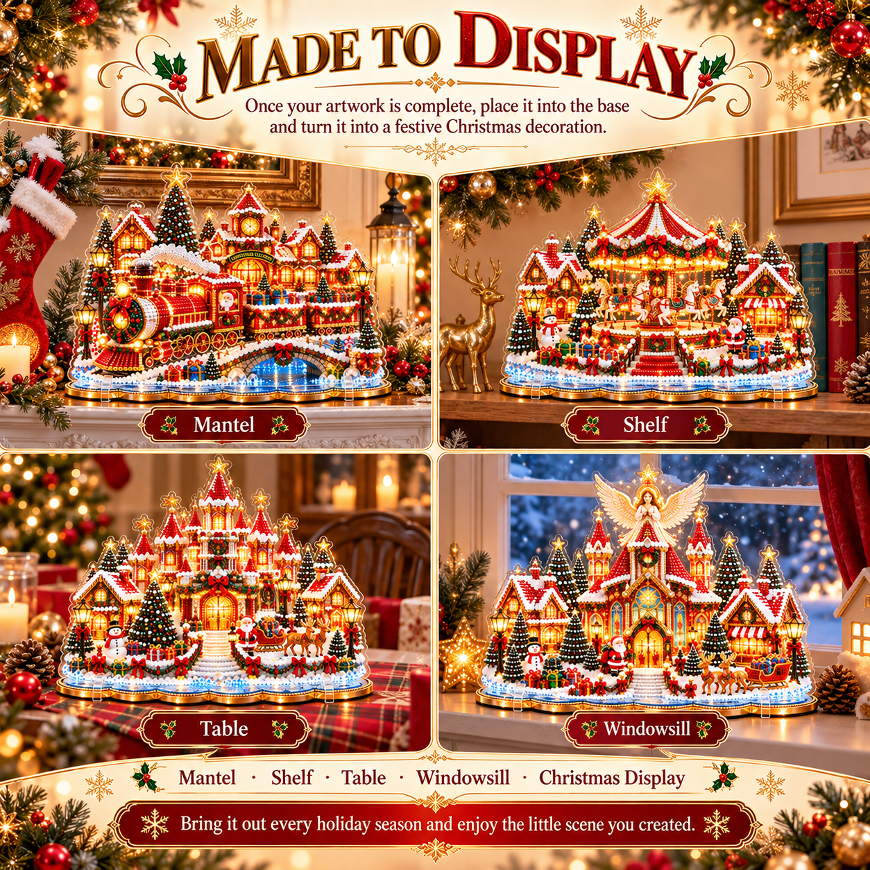 Diamond Art Christmas Scene Display
